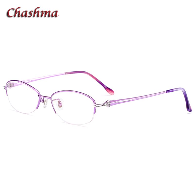 Chashma Women's Semi Rim Oval Stainless Steel Frame Eyeglasses 8316 Semi Rim Chashma Purple  