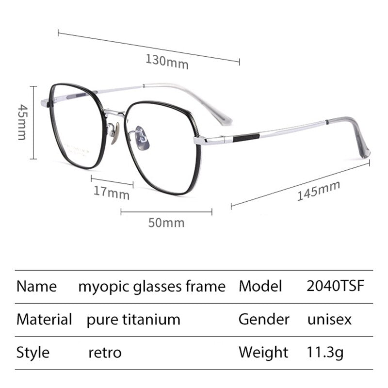 Handoer Men's Full Rim Irregular Square Titanium Eyeglasses 2040Tsf Full Rim Handoer   