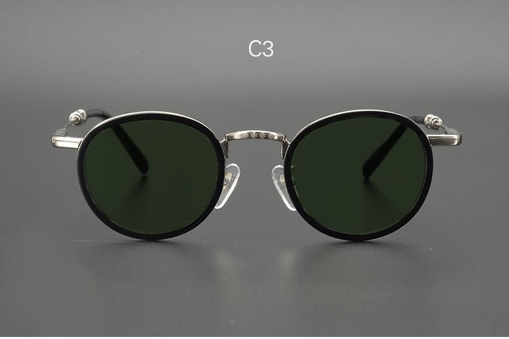 Yujo Men's Full Rim Round Acetate Alloy UV400 Dark Polarized Sunglasses Sunglasses Yujo C3 China 