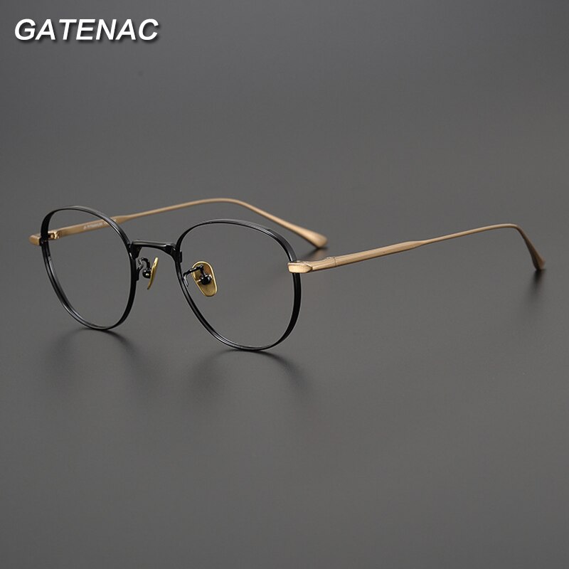 Gatenac Unisex Full Rim Round Square Titanium Eyeglasses Gxyj988 Full Rim Gatenac   