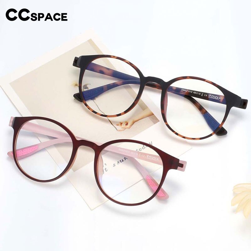 CCspace Unisex Full Rim Round Tr 90 Titanium Frame Eyeglasses 54168 Full Rim CCspace   