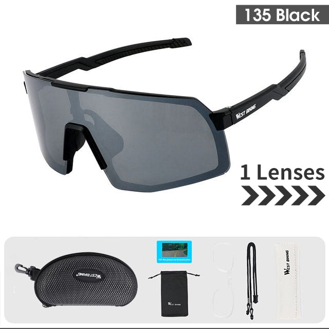 West Biking Unisex Semi Rim Tr 90 Polarized Sport Sunglasses YP0703138 Sunglasses West Biking Polarized Black 135 CN 3 Lens