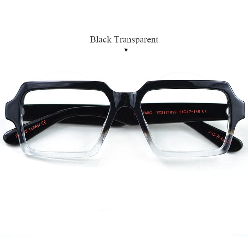 Hdcrafter Men's Full Rim Oversized Square Acetate Frame Eyeglasses Ft2171099 Full Rim Hdcrafter Eyeglasses Black Transparent  
