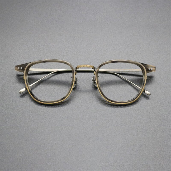 Cubojue Unisex Full Rim Square Horned Titanium Anti Blue Reading Glasses Reading Glasses Cubojue 0 no function tortoise bronze 