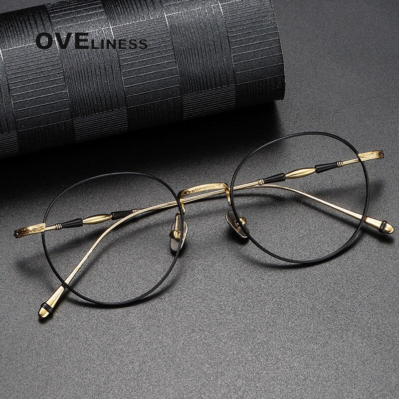 Oveliness Unisex Full Rim Irregular Round Titanium Eyeglasses M3048a Full Rim Oveliness   