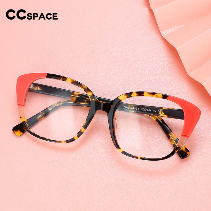 CCSpace Unisex Full Rim Square Cat Eye Acetate Eyeglasses 55909 Full Rim CCspace   