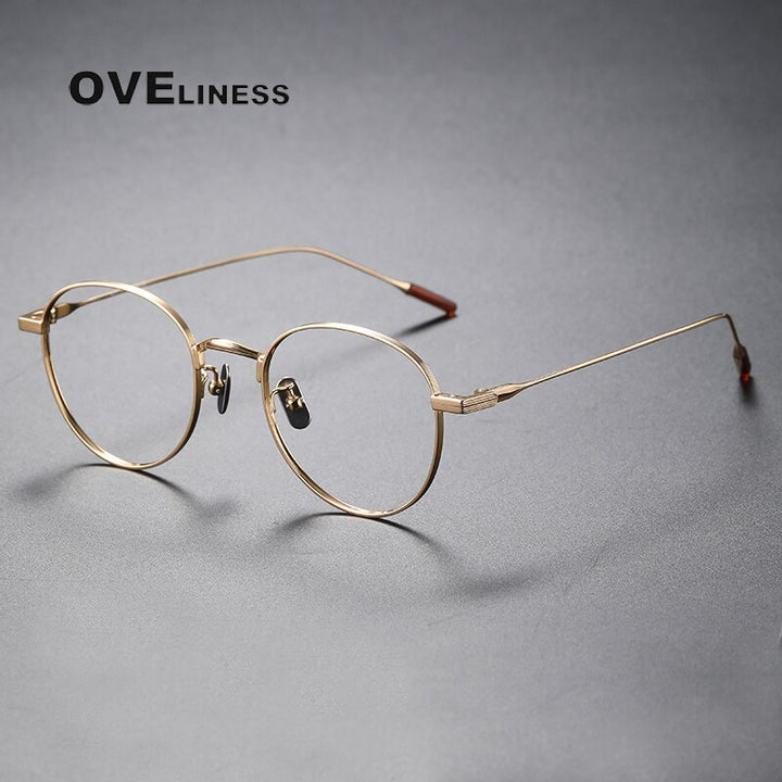 Oveliness Unisex Full Rim Round Titanium Eyeglasses 80804 Full Rim Oveliness gold  