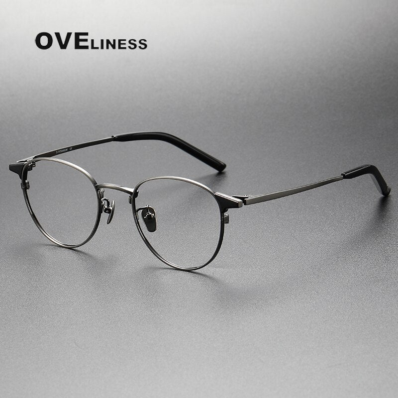 Oveliness Unisex Full Rim Round Titanium Eyeglasses 960 Full Rim Oveliness gun black  