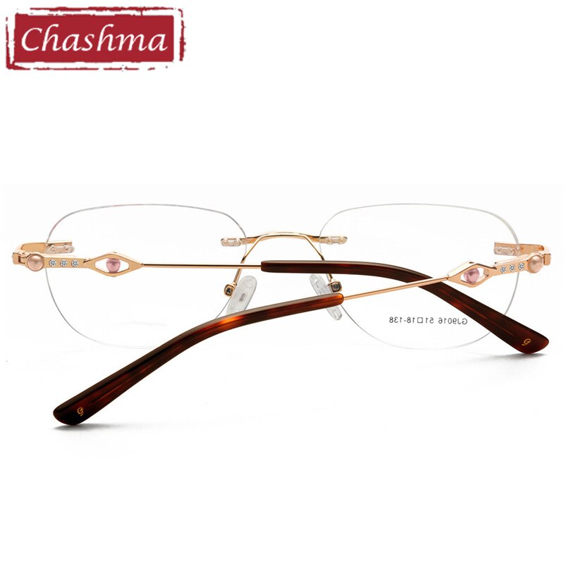 Chashma Ottica Women's Rimless Irregular Square Titanium Eyeglasses 9016 Rimless Chashma Ottica   