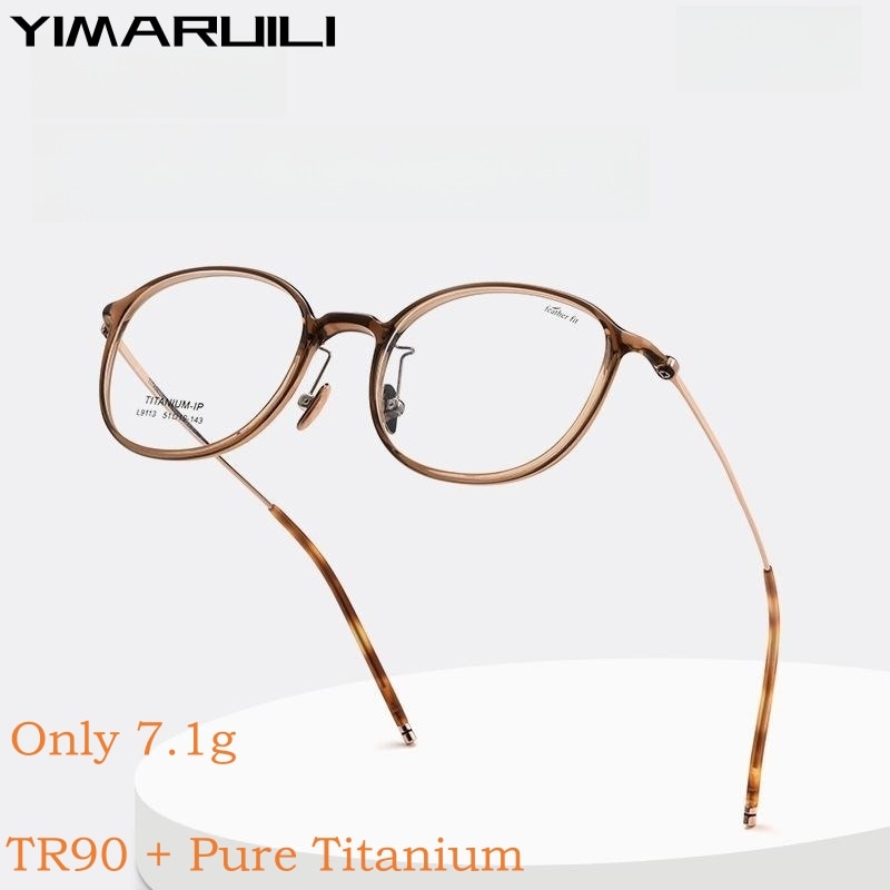 Yimaruili Unisex Full Rim Round Tr 90 Titanium Eyeglasses L9113y Full Rim Yimaruili Eyeglasses   