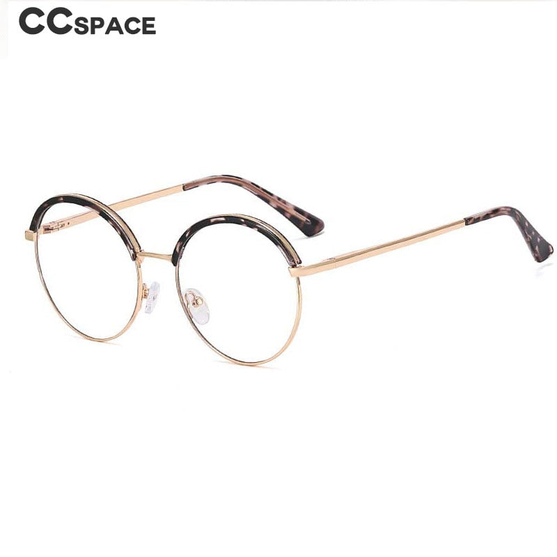 CCSpace Women's Full Rim Round Tr 90 Alloy Eyeglasses 55236 Full Rim CCspace   