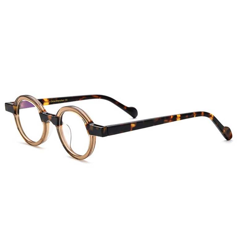 CCspace Unisex Full Rim Round Acetate Eyeglasses 55101 Full Rim CCspace Brown China 