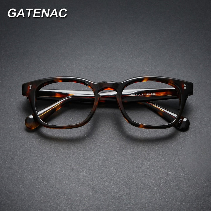 Gatenac Unisex Full Rim Square Acetate Eyeglasses Gxyj970 Full Rim Gatenac   