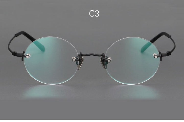 Yujo Unisex Rimless Round 43mm Titanium Hyperopic Reading Glasses Reading Glasses Yujo China 0 C3