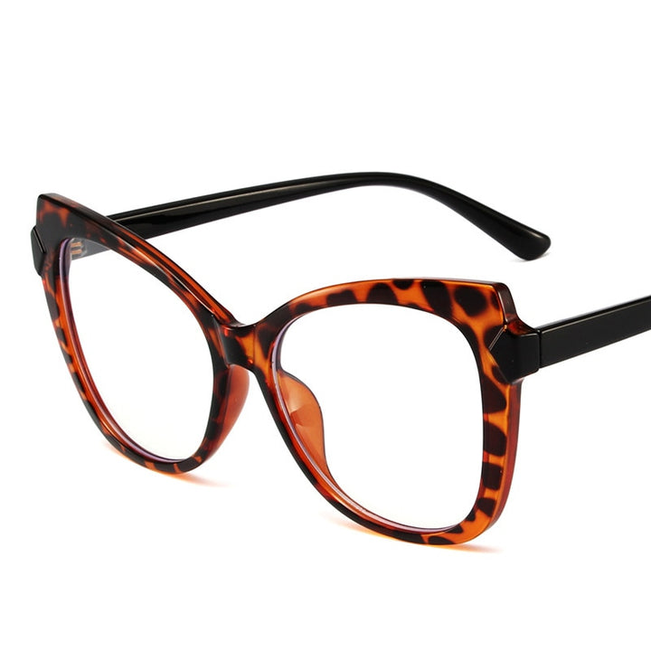 CCspace Women's Full Rim Cat Eye Tr 90 Eyeglasses 53348 Full Rim CCspace China LeopardBlack 