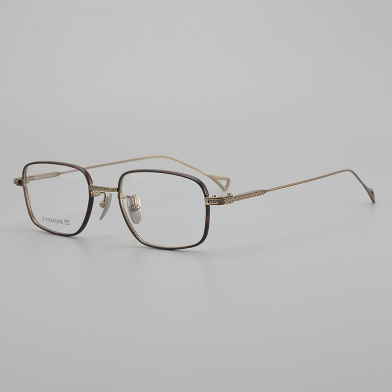 Muzz Men's Full Rim Square Acetate Titanium Eyeglasses 2044 Full Rim Muzz Brown  