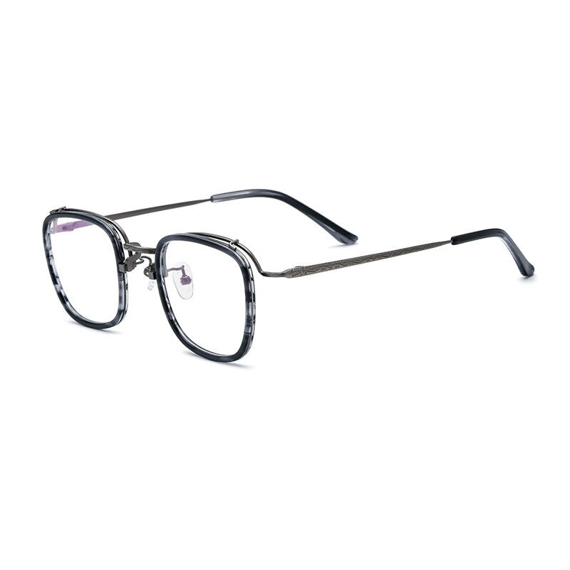 Gatenac Unisex Full Rim Square Tr 90 Titanium Eyeglasses Gxyj976 Full Rim Gatenac Gray Stripes  