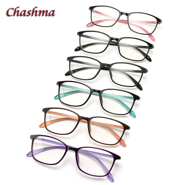 Chashma Women's Full Rim Square TR 90 Resin Titanium Frame Eyeglasses 6058 Full Rim Chashma   