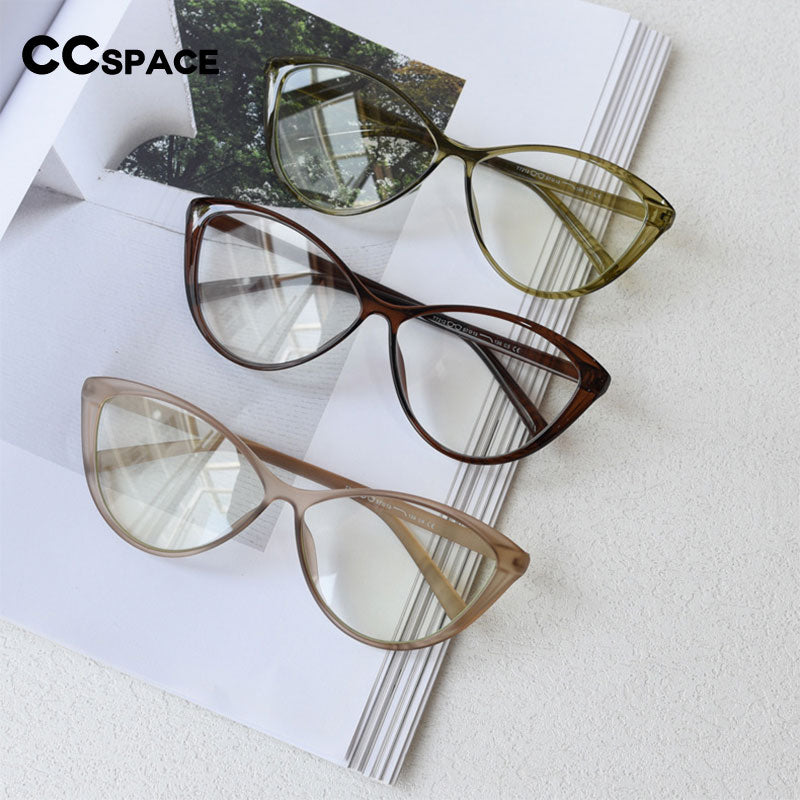 CCSpace Women's Full Rim Big Cat Eye Tr 90 Titanium Eyeglasses 55454 Full Rim CCspace   