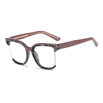 Ralferty Women's  Semi Rim Square Oversized Tr 90 Acetate Eyeglasses Semi Rim Ralferty C3 Khaki China 