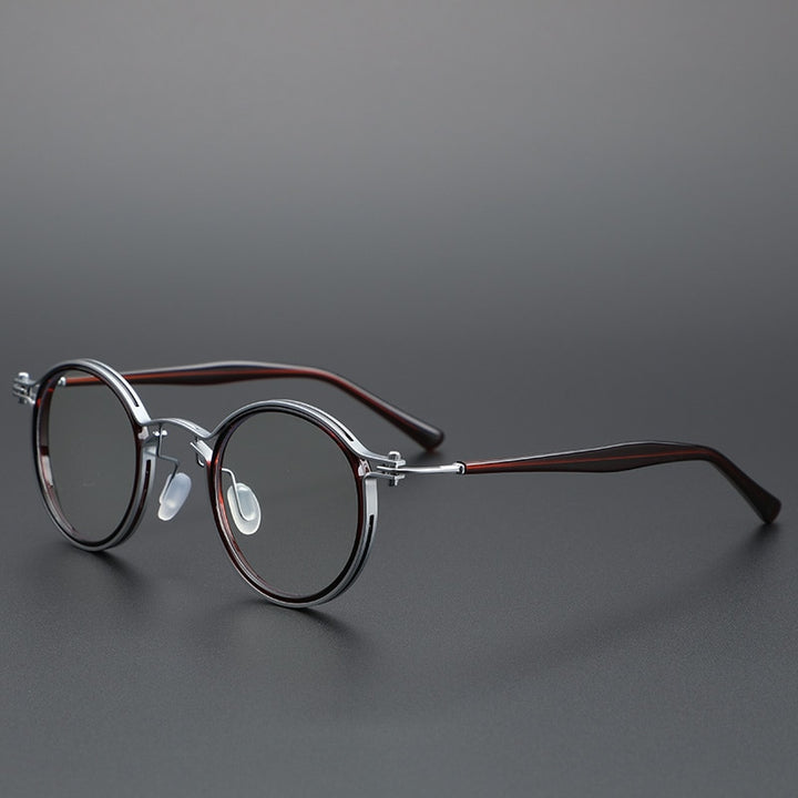 Cubojue Unisex Full Rim Round Alloy Hyperopic Reading Glasses Reading Glasses Cubojue 0 silver brown 