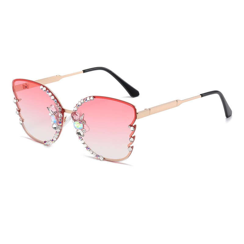 Ettatend Women's Sunglasses Cat Eye Gradient 6666q Sunglasses Ettatend pink Gold 