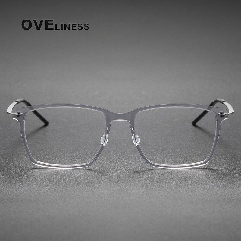 Oveliness Unisex Full Rim Square Screwless Titanium Acetate Eyeglasses 6505 Full Rim Oveliness   