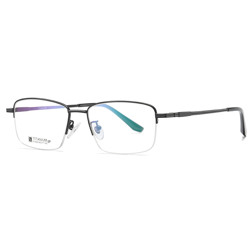 Reven Jate Men's Semi Rim Square Titanium Frame Eyeglasses PT902 Semi Rim Reven Jate   