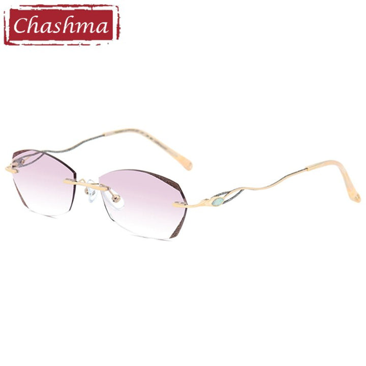 Chashma Women's Rimless Square Diamond Cut Titanium Frame Eyeglasses 10053 Rimless Chashma Default Title  