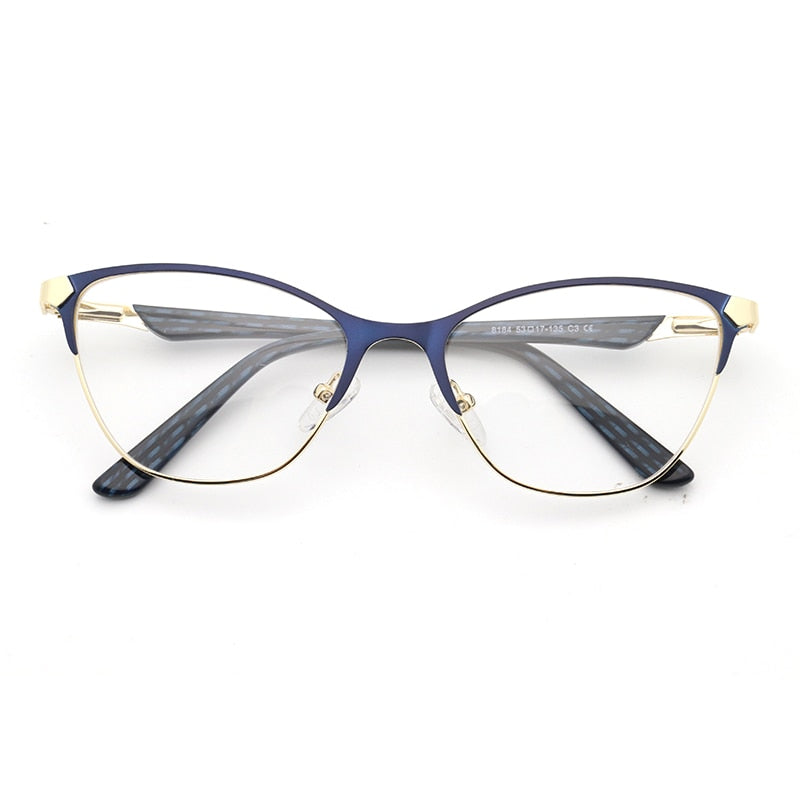 Laoyehui Unisex Eyeglasses Cat Eye Alloy Reading Glasses Blue Brown 8184 Reading Glasses Laoyehui 0 Blue 