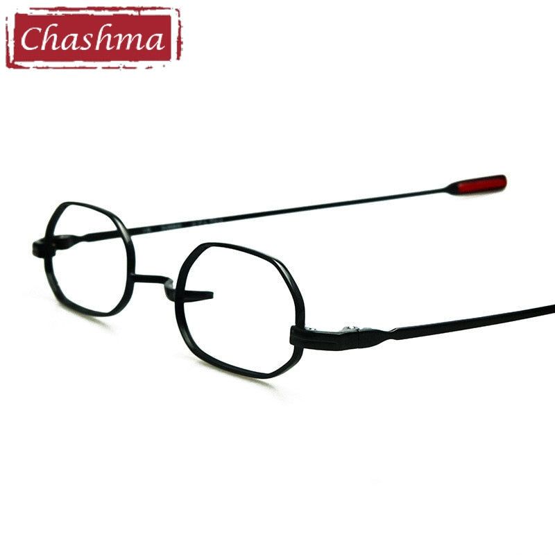 Chashma Ottica Unisex Full Rim Small Round/Square Titanium Eyeglasses 93015/6 Full Rim Chashma Ottica Black Shape Square  