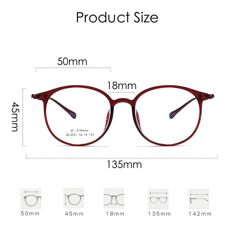 KatKani Unisex Full Rim Round Ultem Steel Eyeglasses 2021ql Full Rim KatKani Eyeglasses   