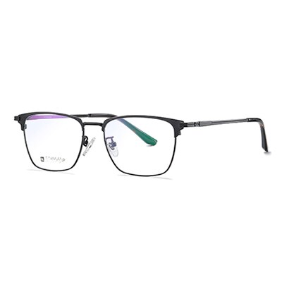 Ralferty Men's Full Rim Square Titanium Eyeglasses Full Rim Ralferty C91 Matt Black China 