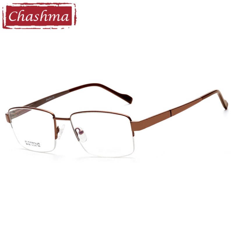 Chashma Ottica Men's Semi Rim Square Titanium Eyeglasses 9196 Semi Rim Chashma Ottica Brown  