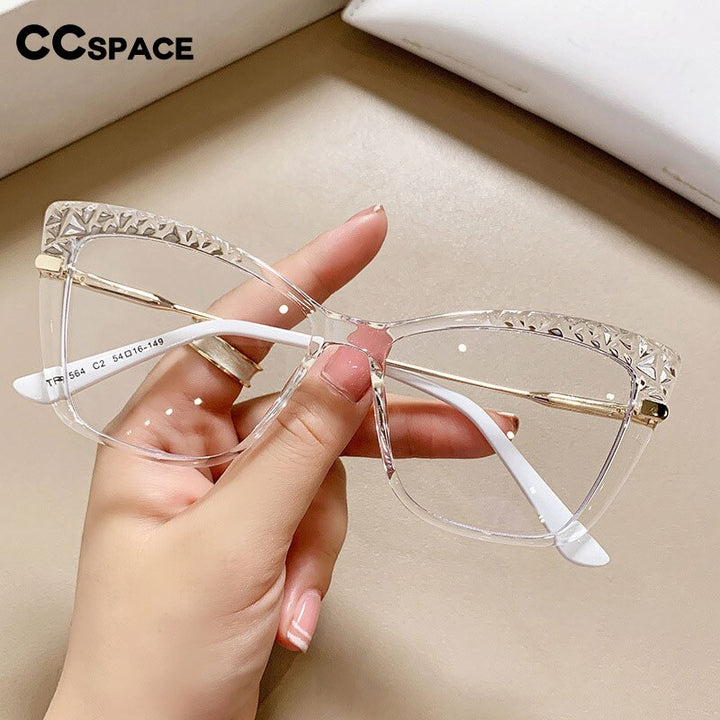 CCSpace Women's Full Rim Square Cat Eye Tr 90 Titanium Eyeglasses 53355 Full Rim CCspace   