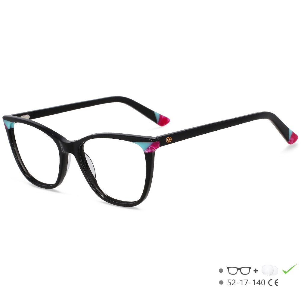 CCspace Unisex Full Rim Small Square Acetate Eyeglasses 55566 Full Rim CCspace BluePink China 