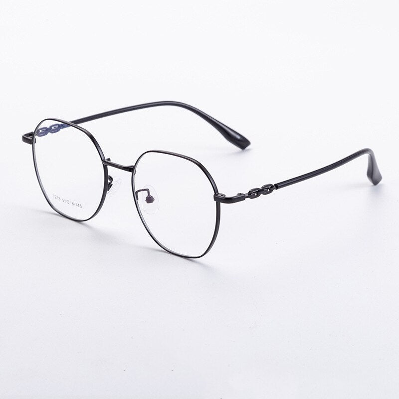 CCspace Unisex Full Rim Polygon Alloy Eyeglasses 55714 Full Rim CCspace Black China 