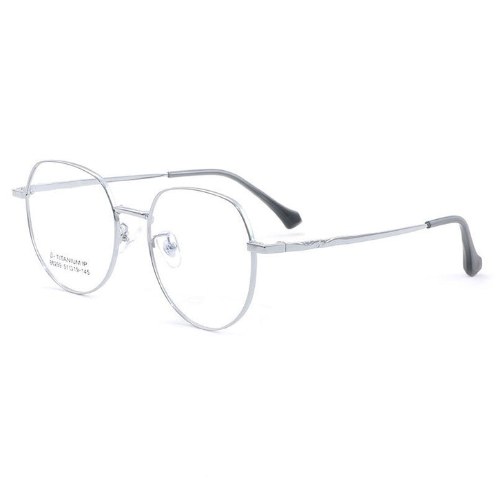 KatKani Women's Full Rim Round Titanium Alloy Frame Eyeglasses 86299 Full Rim KatKani Eyeglasses Silver  
