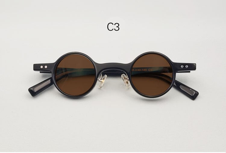 Yujo Unisex Full Rim Round Small Acetate UV400 Dark Polarized Sunglasses Sunglasses Yujo C3 China 