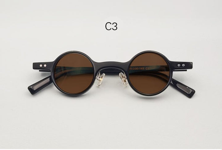 Yujo Unisex Full Rim Round Small Acetate UV400 Dark Polarized Sunglasses Sunglasses Yujo C3 China 