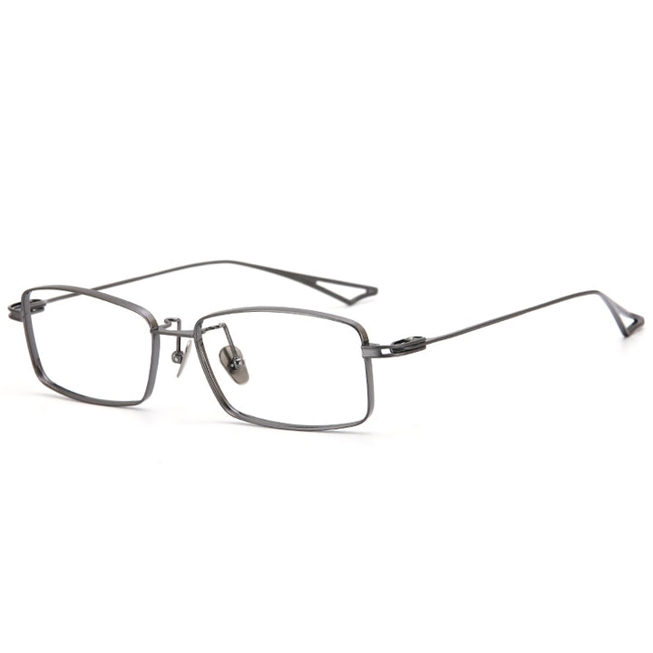 Muzz Men's Full Rim Rectangle Square Titanium Eyeglasses Done Full Rim Muzz Gray  