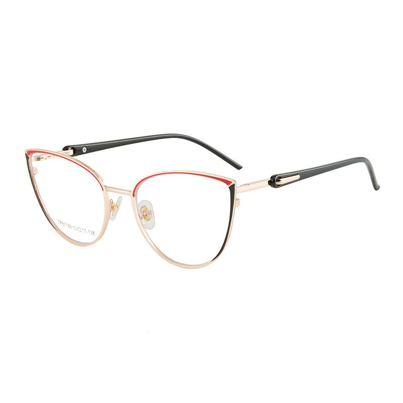 KatKani Women's Full Rim Memory TR 90 Resin Cat Eye Frame Eyeglasses Tr7168 Full Rim KatKani Eyeglasses Black And Red Ddge  