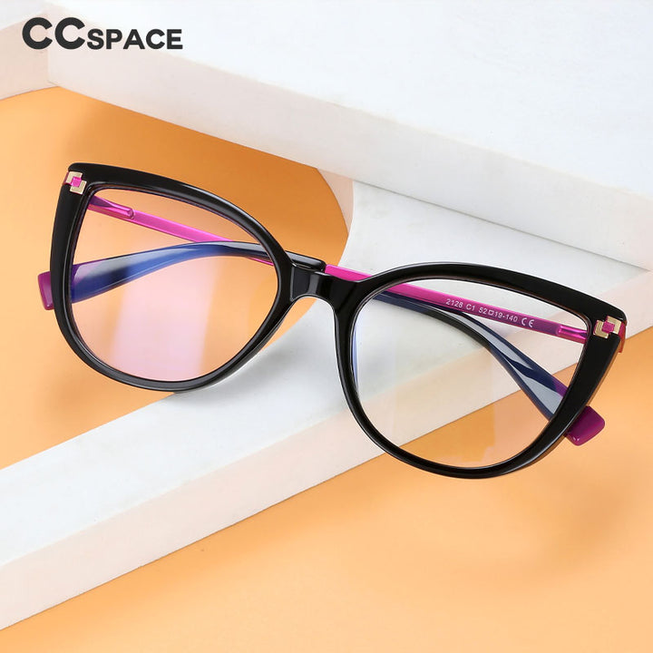 CCspace Women's Full Rim Square Cat Eye Tr 90 Alloy Eyeglasses 56520 Full Rim CCspace   