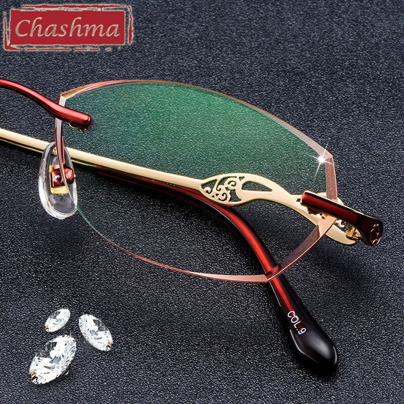 Chashma Women's Rimless Diamond Cut Titanium Oval Frame Eyeglasses 5023 Rimless Chashma   