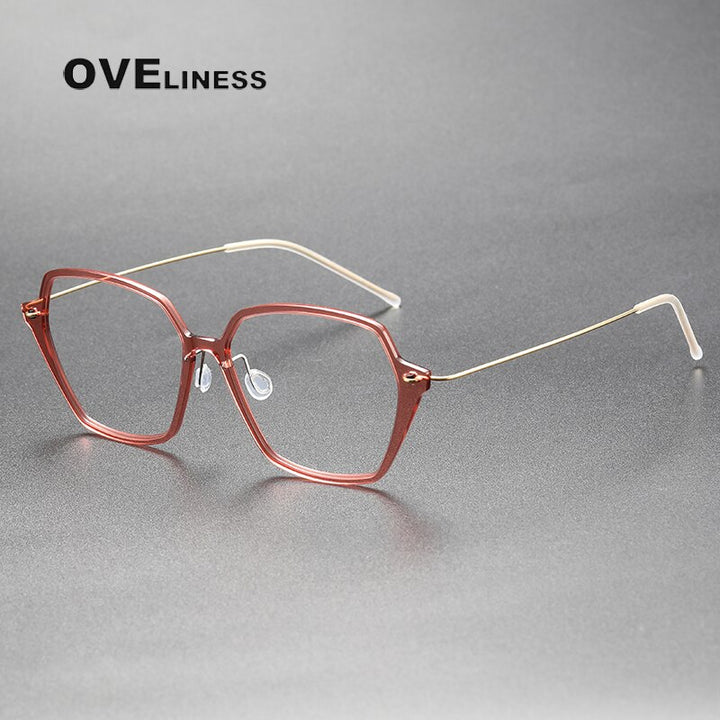 Oveliness Unisex Full Rim Irregular Oval Titanium Acetate Eyeglasses 6621 Full Rim Oveliness pink  
