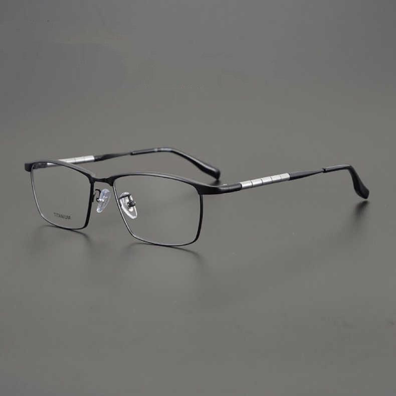CCSpace Unisex Full Rim Square Titanium Eyeglasses 53210 Full Rim CCspace Black China 
