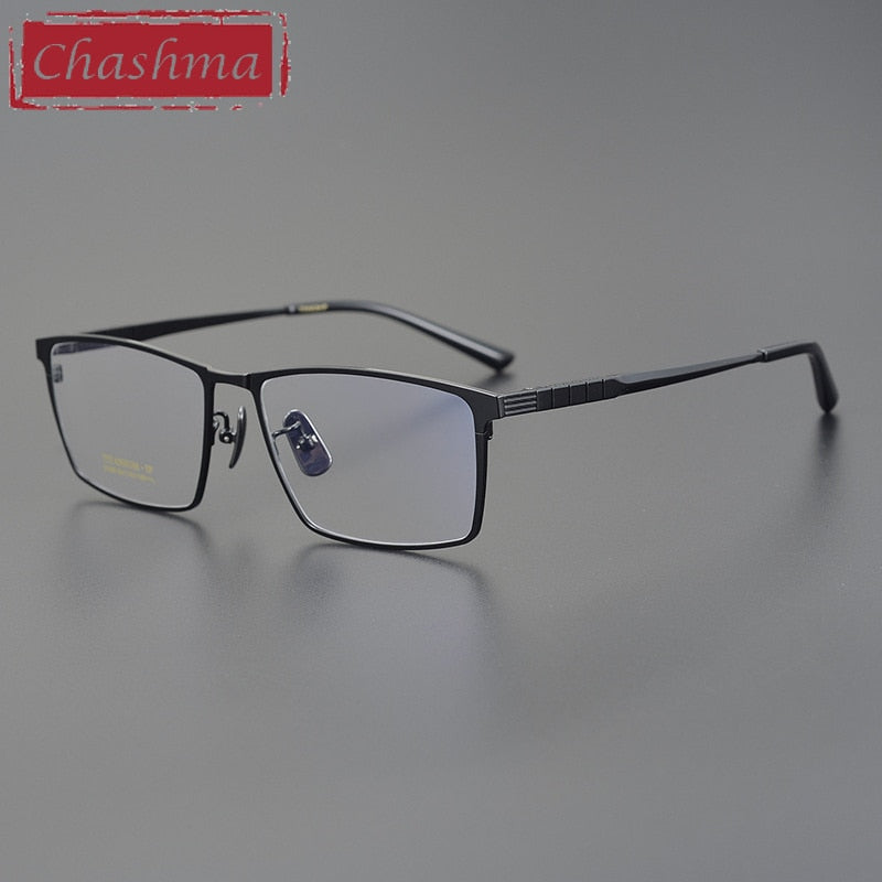 Chashma Ottica Men's Full Rim Square Titanium Eyeglasses Dj066 Full Rim Chashma Ottica Black  