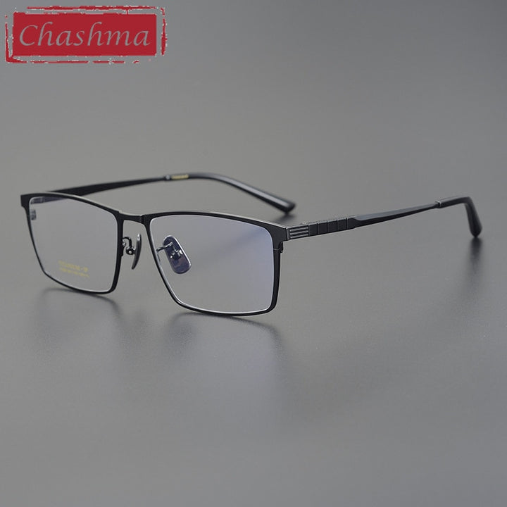Chashma Ottica Men's Full Rim Square Titanium Eyeglasses Dj066 Full Rim Chashma Ottica Black  