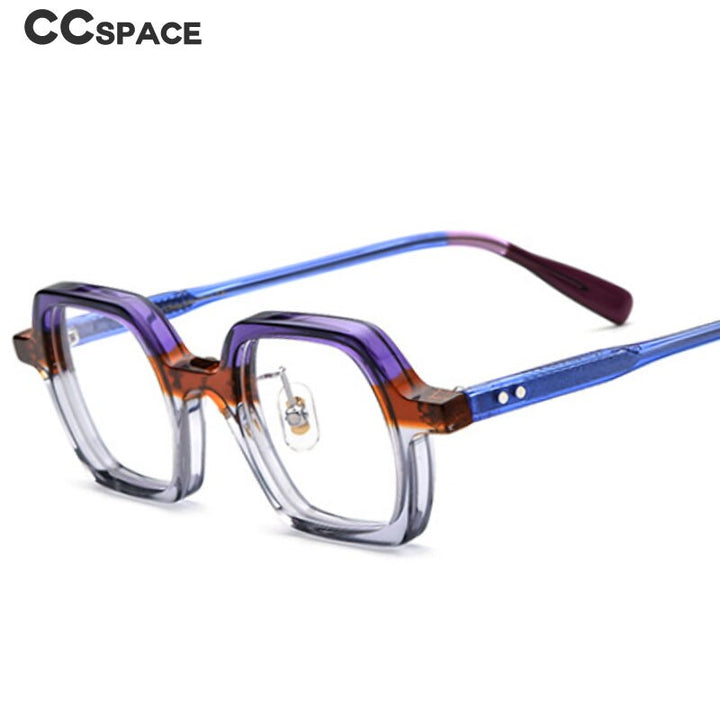 CCspace Unisex Full Rim Small Irregular Square Acetate Eyeglasses 54705 Full Rim CCspace   