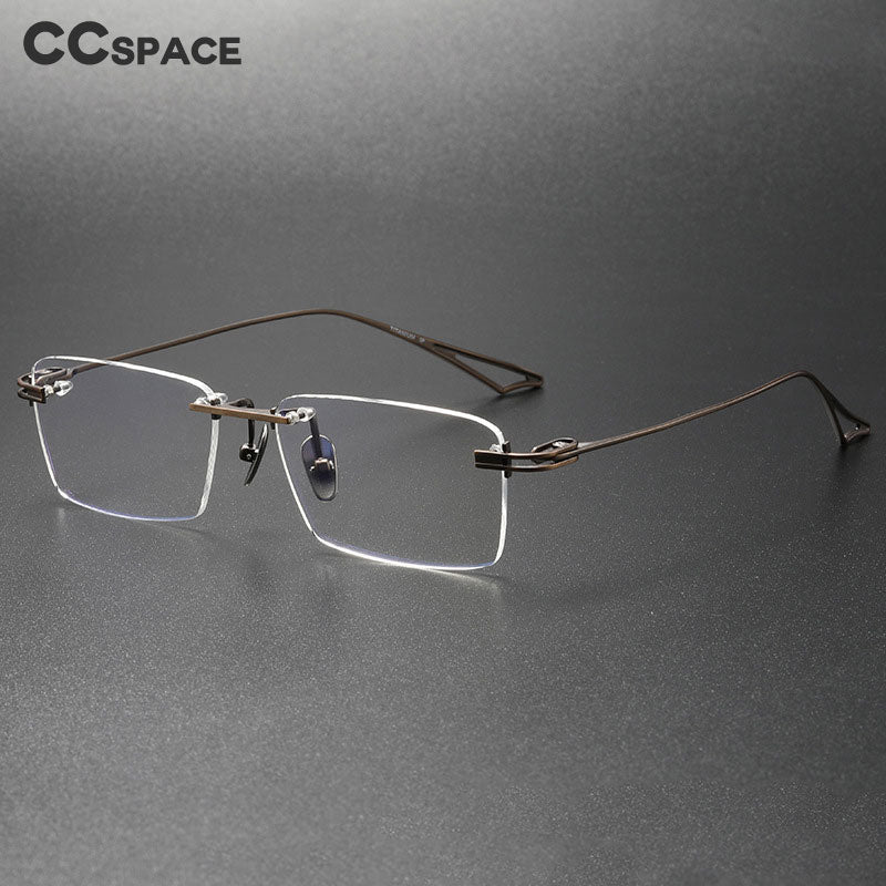 CCspace Unisex Rimless Square Titanium Eyeglasses 56511 Rimless CCspace   